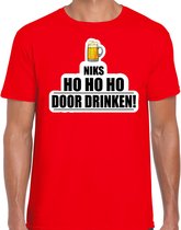 Niks ho ho ho bier doordrinken fout Kerst t-shirt - rood - heren - Kerst t-shirt / Kerst outfit L