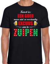 Kerst goed excuus om te zuipen bier fout T-shirt - zwart - heren - Kerstshirts / Kerst outfit L