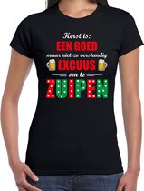 Kerst goed excuus om te zuipen fout t-shirt - zwart - dames - Kerstkleding / Kerst outfit XS