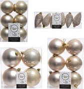 Kerstversiering kunststof kerstballen parel/champagne 6-8-10 cm pakket van 50x stuks - Kerstboomversiering