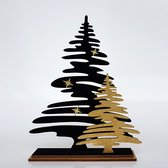 Kerstboom - Zwart / goud - 22 x 6 x 27,5 cm hoog.