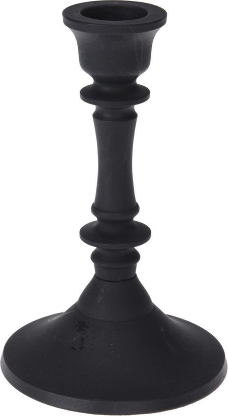 Kandelaar - zwart - kaars - 13 cm hoog - 2 stuks