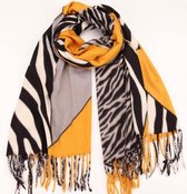 Lange Warme Dames Sjaal - Zebra Print - Okergeel - 180 x 70 cm (ML3#)