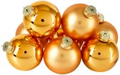 8x Oneiro's luxe kerstballen PETROS Goud - 7 cm - kerstbal - luxe verpakking – kerstcollectie – kerstdecoratie – kerstboomhanger – kerstversiering