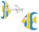 Joy|S - Zilveren vis oorbellen - 8 x 9 mm - maanvis oorknoppen
