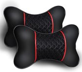 Leren Hoofdkussen Auto - Rust - bescherming nek - veiligheid - Autoaccessoires - sport - passend bij: GTI - Zwart- Rood