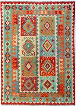 Afghaanse kelim - vloerkleed - 148 x 201 cm - handgeweven - 100% wol - handgesponnen wol