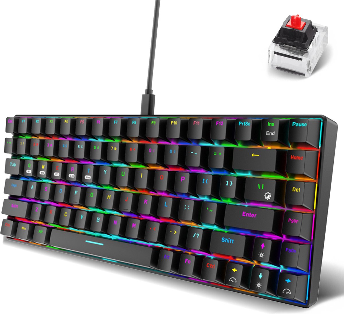 For-ce F701 compact mechanisch toetsenbord - 65% toetsenbord - Mechanical keyboard - Qwerty - Geschikt voor playstation en xbox - Gateron red switches
