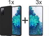 iParadise Samsung S20 FE hoesje - Samsung Galaxy S20 FE hoesje zwart case siliconen hoesjes cover hoes - 3x samsung s20 fe screenprotector