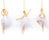 Viv! Home Luxuries Kerstornament - ballerina's - set van 3 - wit - 12.5cm