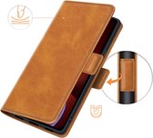 Mobiq - Étui portefeuille en cuir PU avec fermeture iPhone 13 Mini | Marron