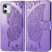 Mobiq - Premium Butterfly Wallet Hoesje iPhone 12 Pro Max - Paars