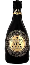 Happy New Year Fles Ballon - XL - Champagne - 2022 - Nieuw Jaar - Oud en Nieuw - Ballonnen - Helium Ballon - Folie Ballon - Oudjaarsavond - Thema feest - Dranken - Folie ballon - Leeg - Versiering