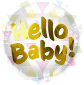 Folat - Folieballon 'Hello Baby!' Meerkleurige Driehoeken - 45 cm