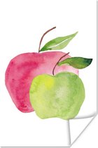 Affiche Pommes - Aquarelle - Wit - 80x120 cm