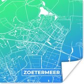 Poster Stadskaart - Zoetermeer - Nederland - Blauw - 75x75 cm - Plattegrond