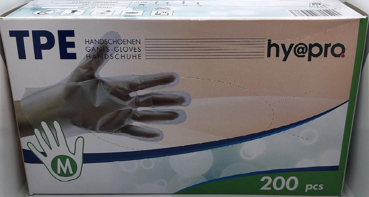 Hy@pro TPE Handschoenen - Thermoplastic - Plastic - Elastomer Gloves 200 Stuks M