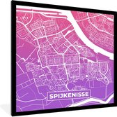 Fotolijst incl. Poster - Stadskaart - Spijkenisse - Paars - Roze - 40x40 cm - Posterlijst - Plattegrond