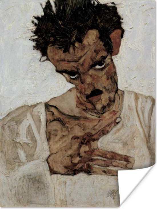 Affiche Autoportrait Head baissée - Egon Schiele - 120x160 cm XXL