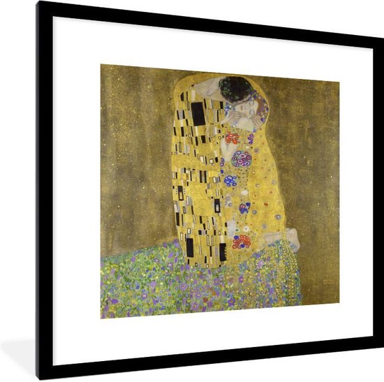 Fotolijst incl. Poster - De kus - Gustav Klimt - 40x40 cm - Posterlijst