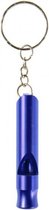 sleutelhanger met fluitje aluminium 6 cm blauw