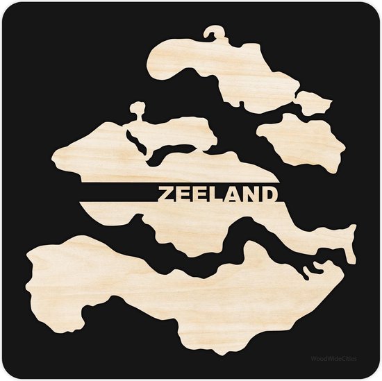 Provincie Zeeland Zwart hout - 25x25 cm - Woon decoratie - Wanddecoratie - WoodWideCities