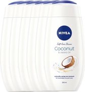 NIVEA Douche Crème Care & Coconut - Zijdezacht & Kokosgeur - Extra Verzorging Voor De Huid - 6x250ml