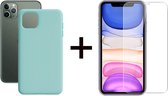 iParadise iPhone 12 hoesje turquoise siliconen case - 1x iPhone 12 Screenprotector