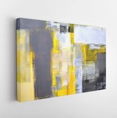 Canvas schilderij - Grey and Yellow Abstract Art Painting -     124775869 - 80*60 Horizontal
