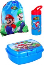 Super Mario lunchbox / broodtrommel + drinkbeker + gymzak