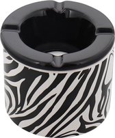 Asbak STUART met zebraprint - Zwart / Wit - Keramiek - Ø 9,5 x 8 cm
