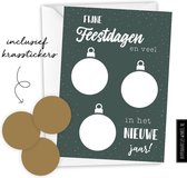 Wenskaart - 8 kerstkaarten met enveloppen - Persoonlijke kraskaarten - kerstkaarten set - nieuwjaarskaarten - diy zelf maken - groen/goud