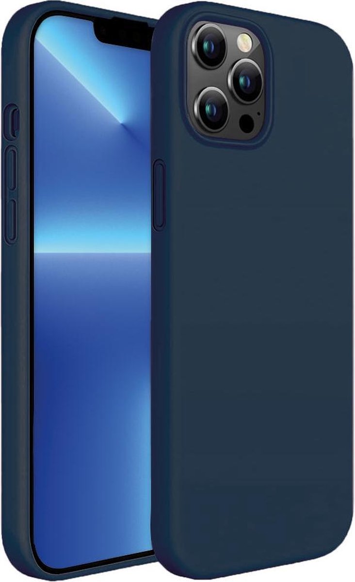 ShieldCase telefoonhoesje geschikt voor Apple iPhone 13 Pro silicone case - donkerblauw - Siliconen hoesje - Shockproof case hoesje - Backcover case