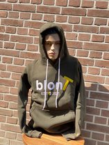 blonT- Heren- Hoodie- 100% Katoen- Olijfgroen- maat M