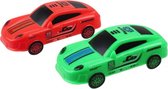 auto's Racing Running Down 7,5 cm rood/groen 2 stuks