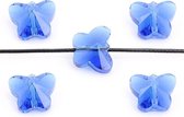 kristal vlinder facet geslepen 10x8x6mm Donker saffierblauw