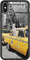 iPhone X/XS hoesje glass - Taxi lama | Apple iPhone Xs case | Hardcase backcover zwart