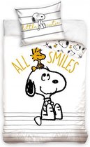 dekbedovertrek Snoopy Smile 140 x 200 cm katoen wit