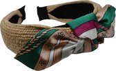 Jessidress® Haarband Elegante Dames Haar Diadeem met sjaal Foulard Dames Hoofdband - Groen