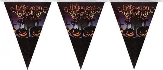 Halloween Vlaggenlijn/slinger Halloween Party met pompoenen 250 cm - Halloween feest versiering/decoratie - Horror griezel feestje