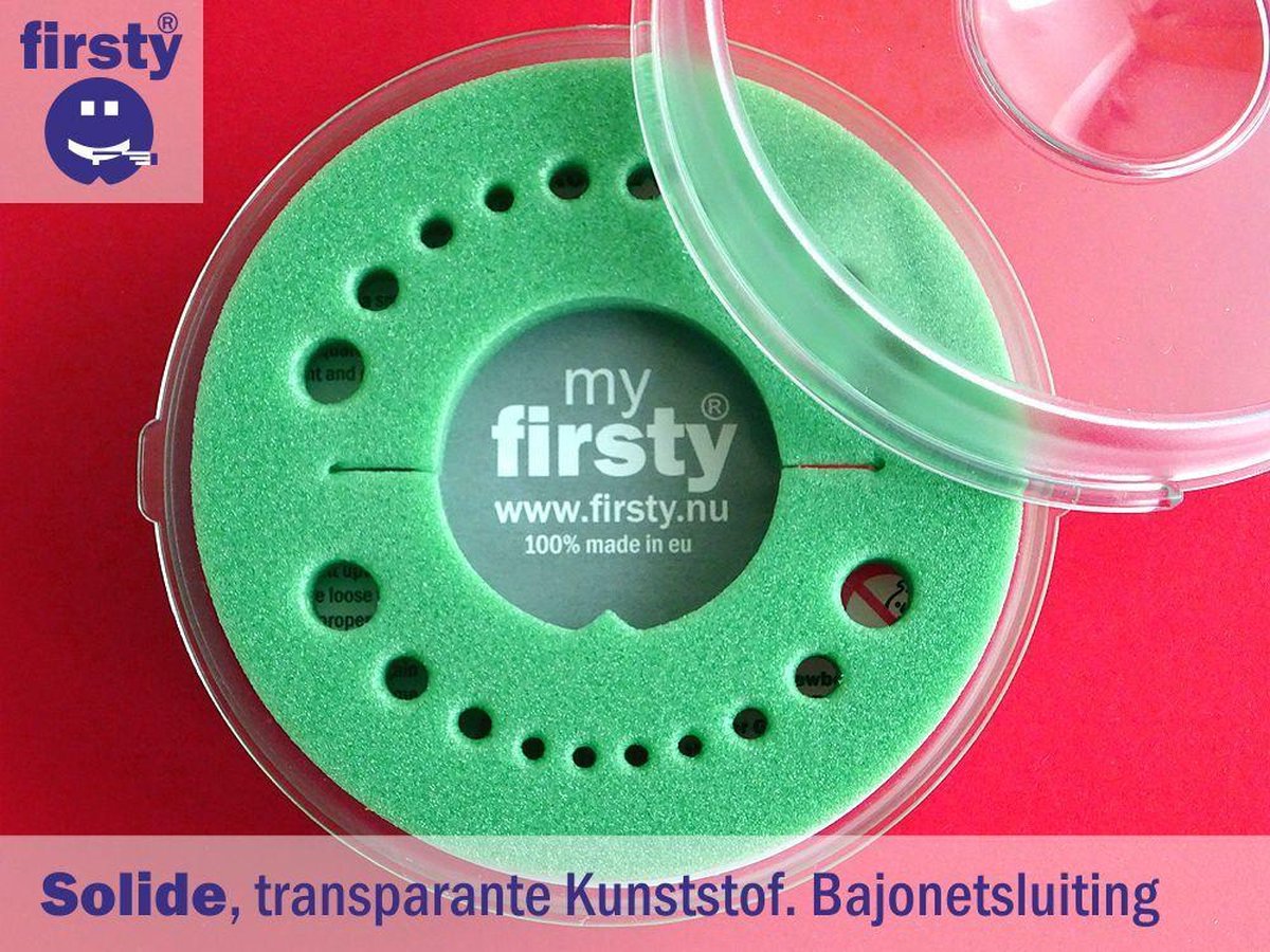 Goedkoopste Firsty Memory Kit - Met Ferm Tandendoosje Appelgroen - Jongen / Meisje - Inclusief Educatief Logboekje, Hoera-Sticker en Koelkastmageet - Gratis Verzending