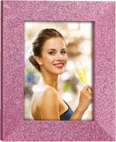 Houten fotolijstje roze met glitters 21 x 25 cm geschikt voor een foto van 15 x 20 cm