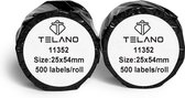 Telano® 2 stuks Dymo Compatible Labels Wit 11352 - 54 x 25 mm - 500 labels per Rol - Verzendetiketten - Adresetiketten S0722520