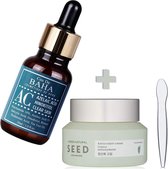 Skin Routine Set: Cos de BAHA Azelaic Hinokitiol Acid (1) + The Face Shop Green Natural Seed Antioxidant Cream (2) - Clear Skin - Advanced Tocopherol - Sensitive Skin - Refresh and Purify Ski