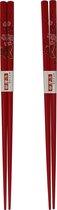 DongDong - Eetstokjes Japanse stijl - 2 paar - Kersenbloesem motief - 22,5 cm - Rood
