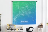 Wandkleed - Wanddoek - Stadskaart - Hoorn - Blauw - Groen - 180x180 cm - Wandtapijt - Plattegrond