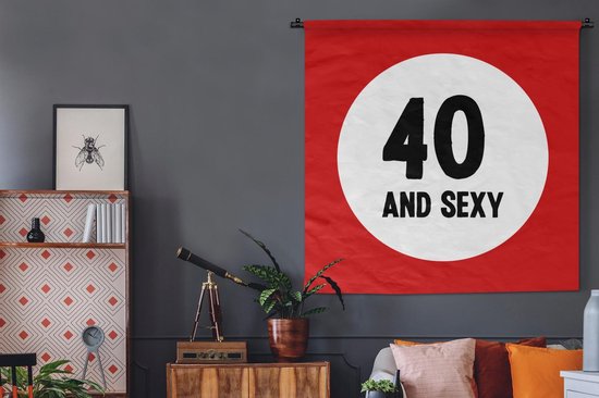 Tapisserie - Toile murale - Anniversaire - 40 ans - Minimalisme - 150x150 cm - Tapisserie