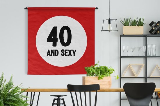 Tapisserie - Toile murale - Anniversaire - 40 ans - Minimalisme - 150x150 cm - Tapisserie