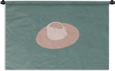 Wandkleed - Wanddoek - Zomer - Hoed - Donkerblauw - 150x100 cm - Wandtapijt