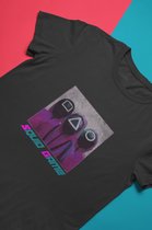 Squid Game Retro T-Shirt | Circle Triangle Square | Mask | Kdrama Netflix TV Merchandise | Unisex Maat XL Zwart